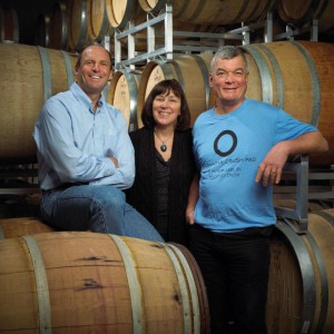 L-R: Haywire winemaker Michael Bartier with owners Christine Coletta and Steve Lornie.  Lionel Trudel Photo.