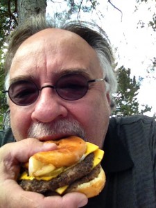 glazed donut burger selfie