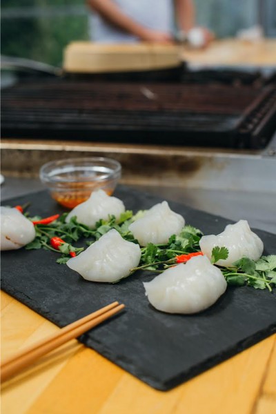 spot prawn dumplings