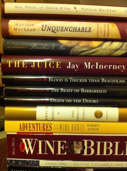 Wine book stack