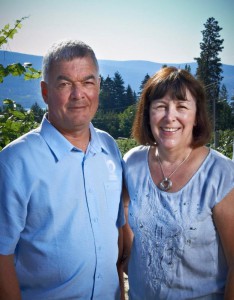 Okanagan Crush Pad owners,  Steve Lornie and Christine Coletta,  at Switchback Organic Vineyard