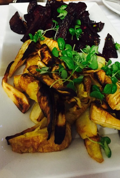 Roasted beets and parsnips