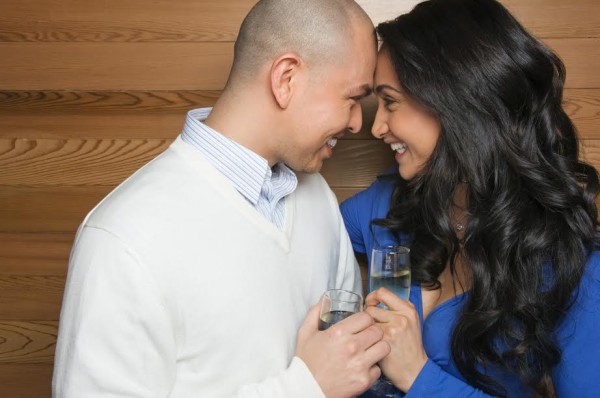 Couple with champagne glasses