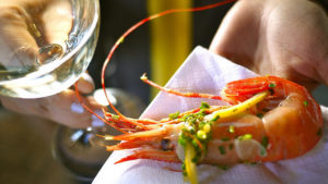 BC Spot Prawns and Okanagan wine: a perfect pairing. Photo credit: Rick Chung