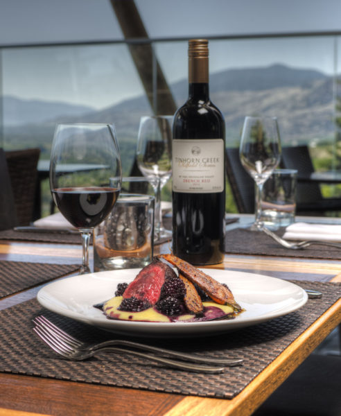 Miradoro Grilled Venison Loin with Blackberry Agro Dolce on Polenta - Lionel Trudel Photography