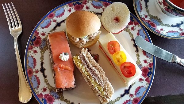 Savoury sandwiches at The Empress on my plate - photo Karl Kliparchuk