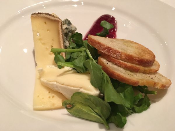 A classic cheese plate was complemented by a wine gel, grainy mustard and crostini - photo by Cathy Browne