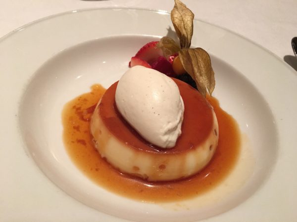 A classic creme caramel ended a delicious meal - photo by Cathy Browne