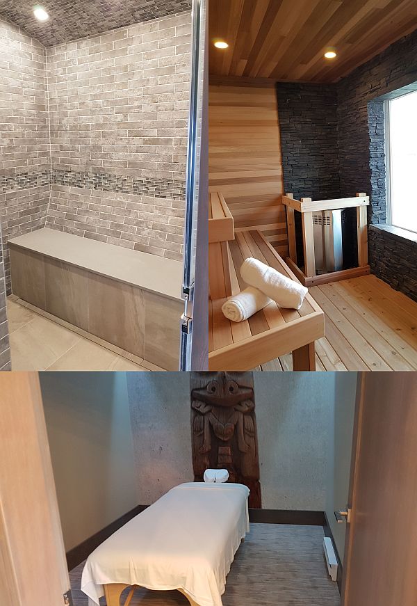 Wet and dry saunas, and the massage room at the Ocean House spa