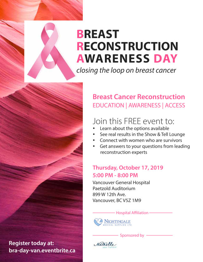 Breast Reconstruction Awareness (BRA) Event - Vancouver Thursday, October  17, 2019 - My VanCity