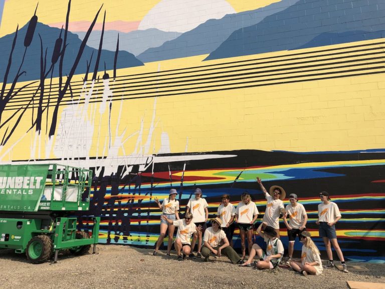 Largescale mural adds splash of colour to downtown architecture My